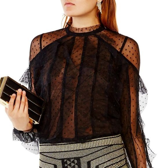 BCBGMaxAzria Tops - BCBG MAXAZRIA LEORA MESH TOP BLACK COLOR SIZE S $198.00